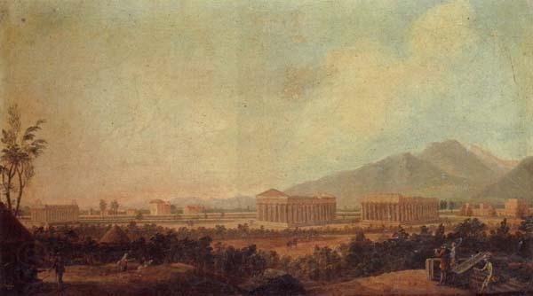 unknow artist A view of paestum,with grand tourists in the foreground France oil painting art